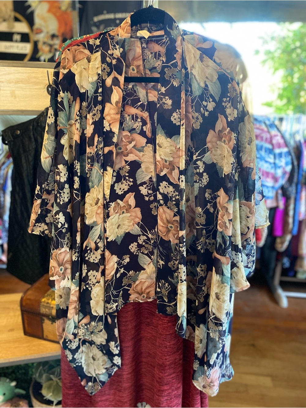 Pinkblush Navy Floral Open-Front Kimono (plus size friendly)